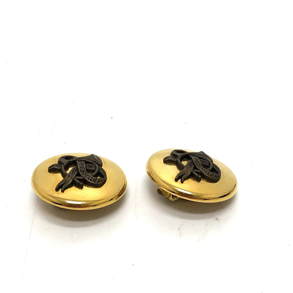 HERMES Earring Gold Plated gold Round type Horn Women