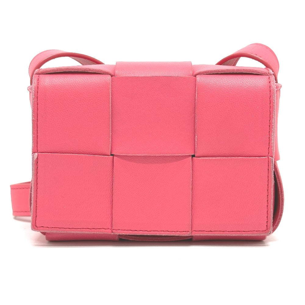 BOTTEGAVENETA Shoulder Bag leather pink MAXI INTRECCIATO cassette mini Women