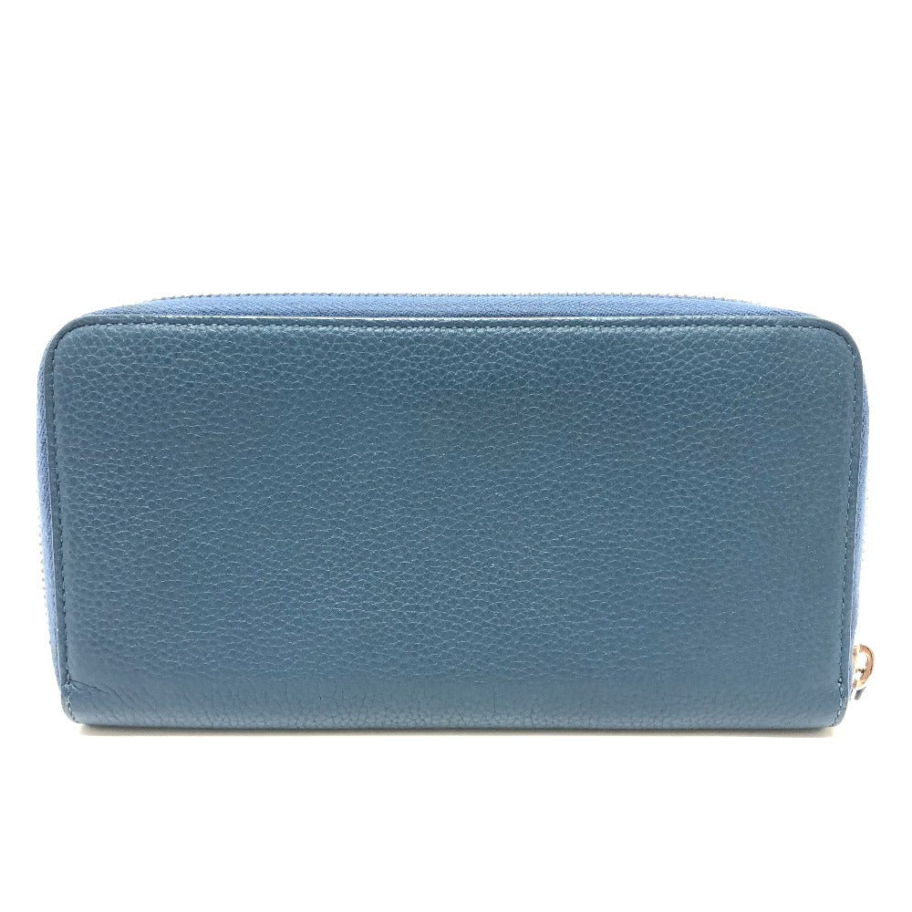 DIOR HOMME Long Wallet Purse leather Navy logo Zip Around mens