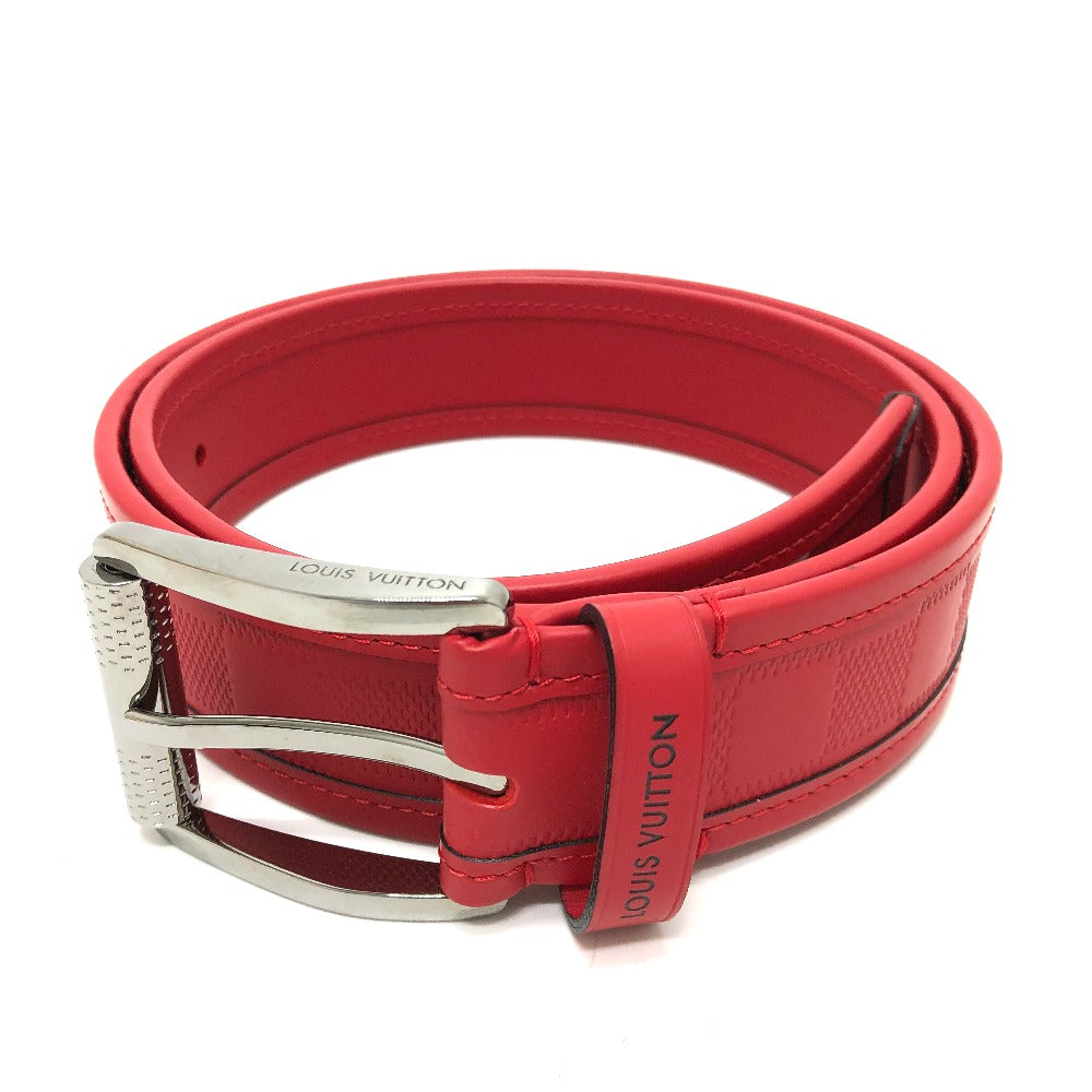 LOUIS VUITTON belt M9122 Damier Anfini Leather Red Damier Anfini Sainteur stamp Women 90/36