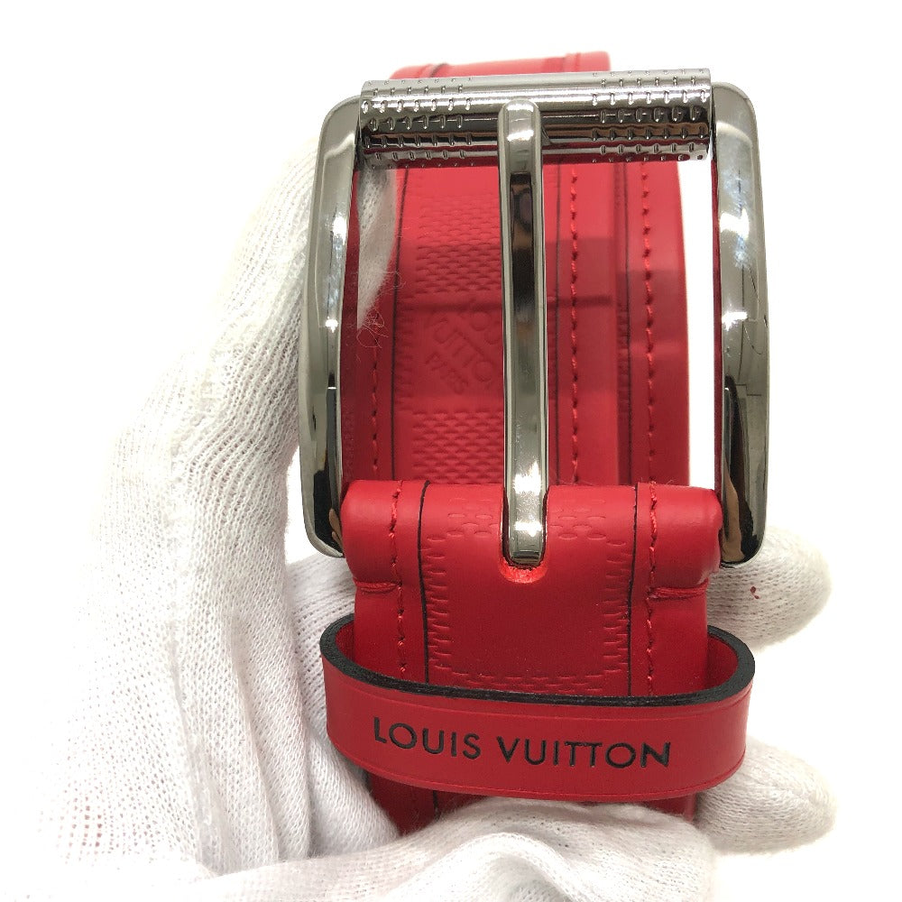 LOUIS VUITTON belt M9122 Damier Anfini Leather Red Damier Anfini Sainteur stamp Women 90/36