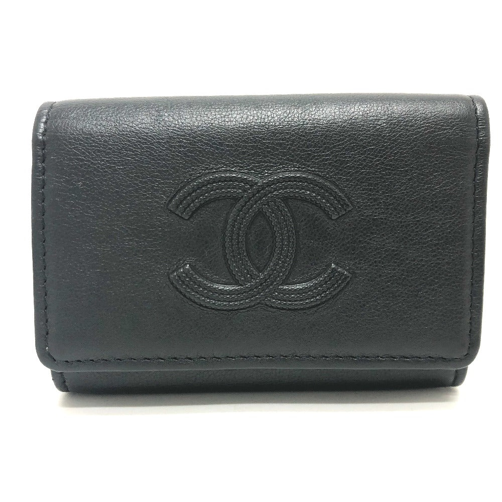 CHANEL Key case Key holder  leather black COCO Mark 4 stations with key ring Women