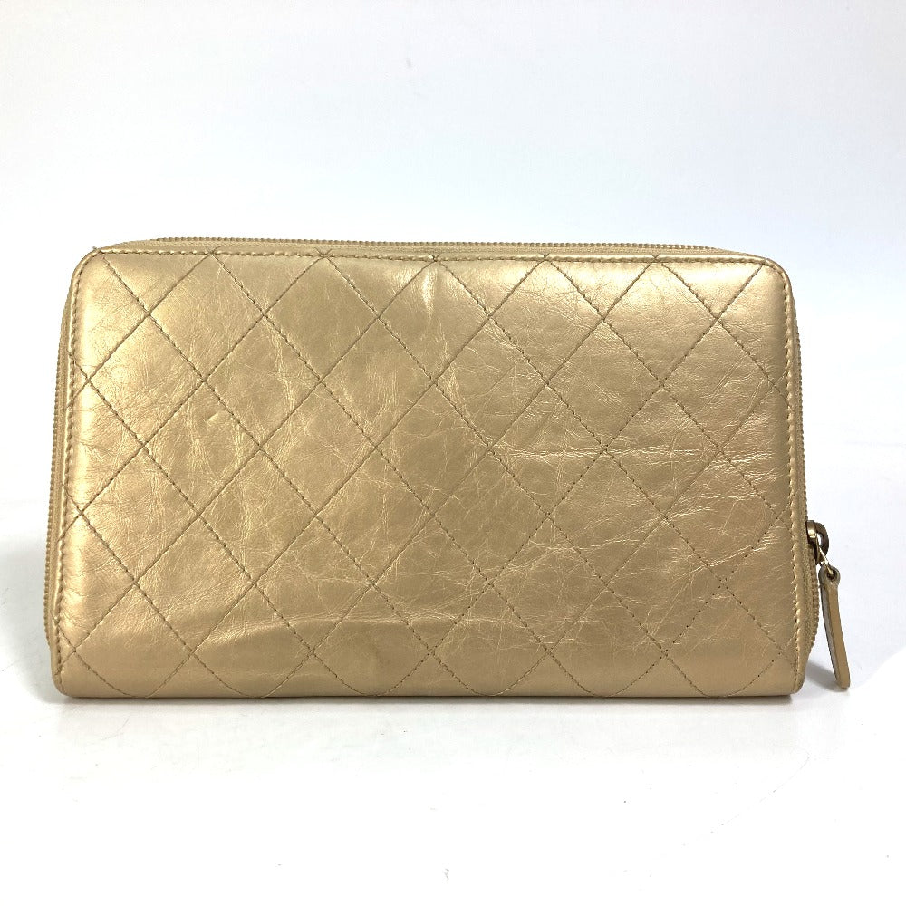 CHANEL Long Wallet Purse Calfskin gold COCO Mark CC Matrasse quilting Women