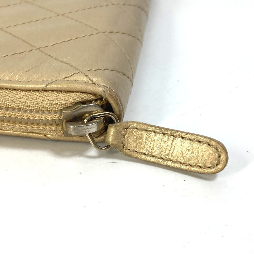 CHANEL Long Wallet Purse Calfskin gold COCO Mark CC Matrasse quilting Women
