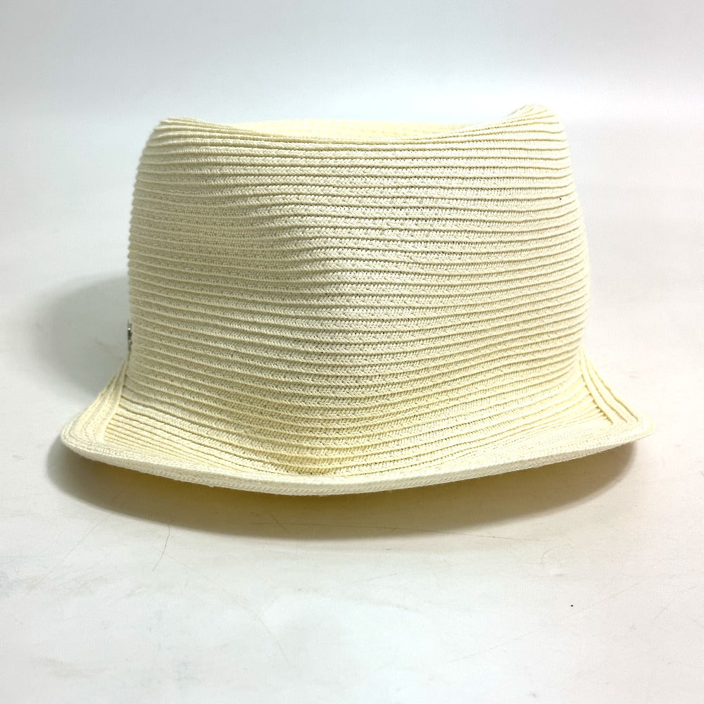 HERMES cap polyester Ivory hat cap serie emma straw cap 57