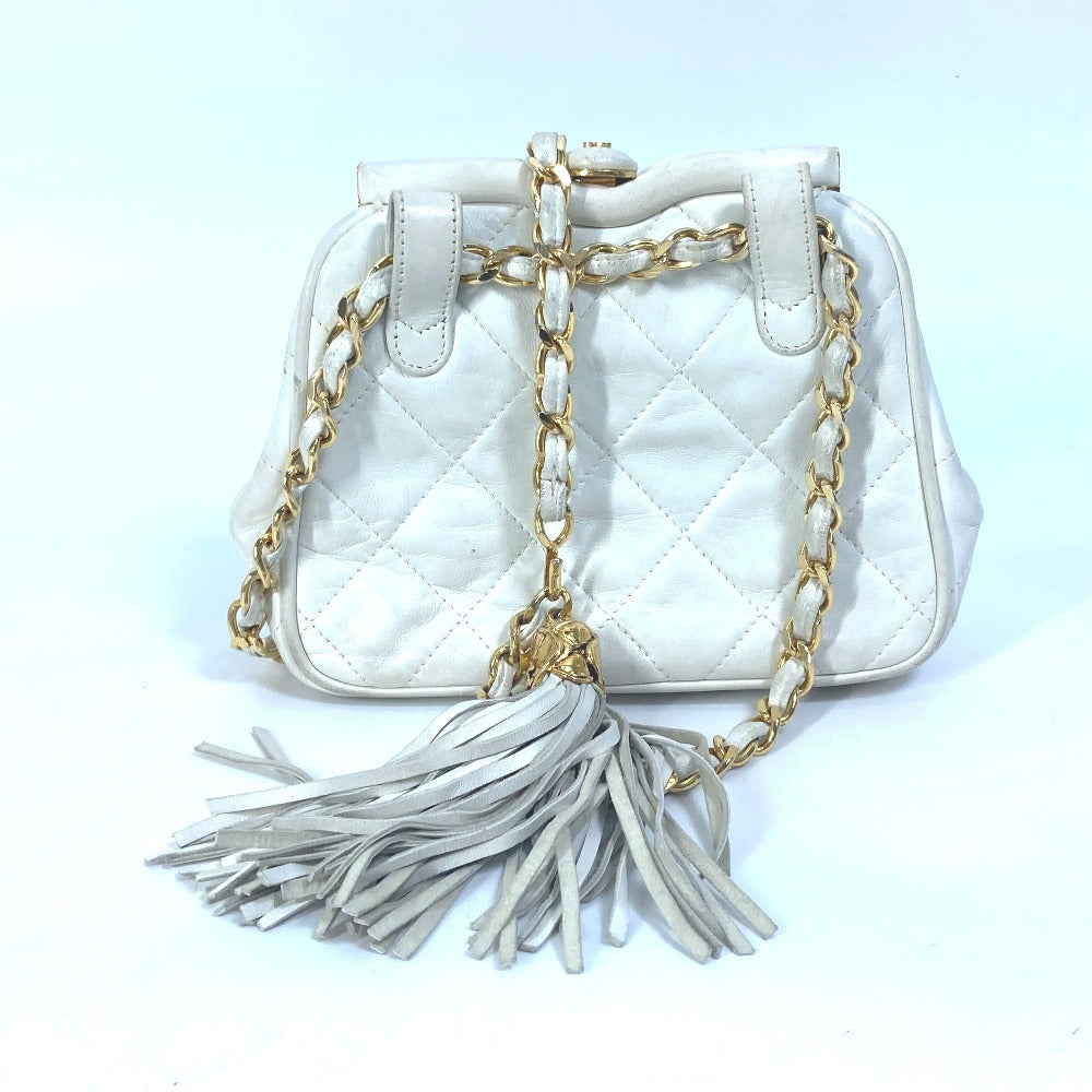 CHANEL Waist bag lambskin white COCO Mark CC Matrasse quilting Women