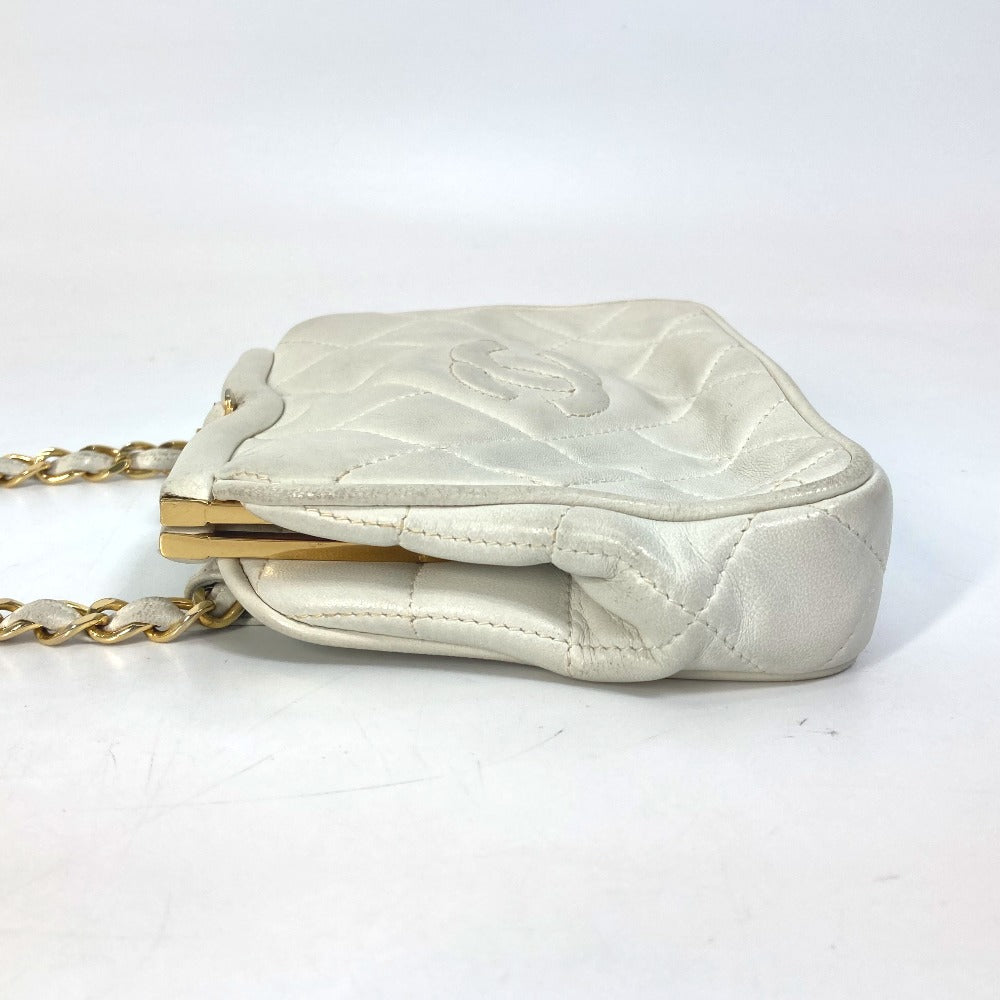 CHANEL Waist bag lambskin white COCO Mark CC Matrasse quilting Women