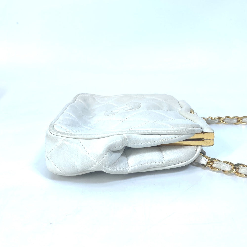CHANEL Waist bag lambskin white COCO Mark CC Matrasse quilting Women
