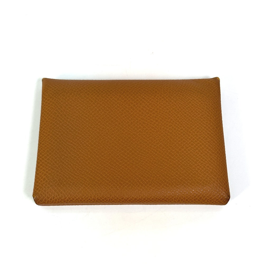 HERMES Card Case Epsom Brown Wallet Calvi duo Women