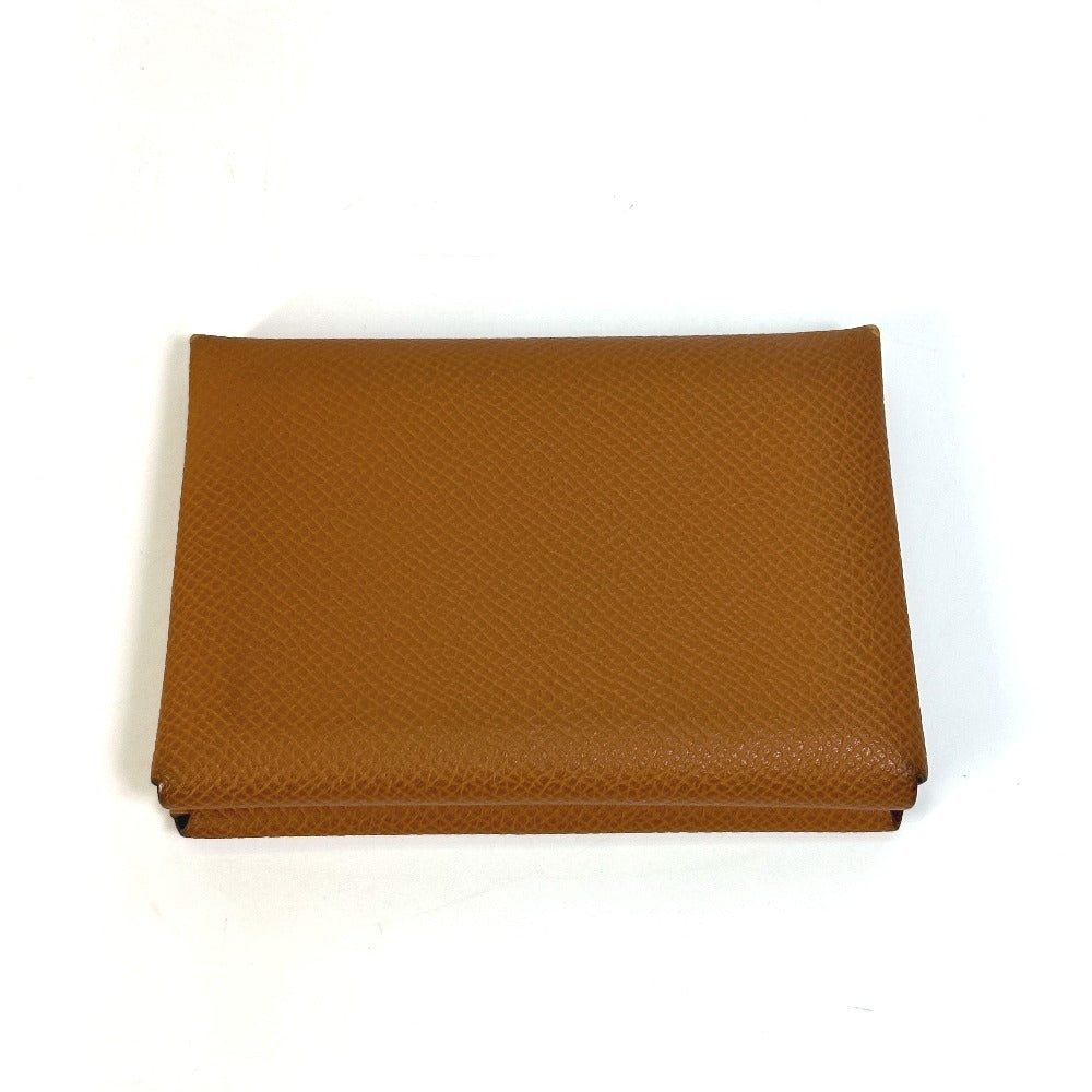 HERMES Card Case Epsom Brown Wallet Calvi duo Women