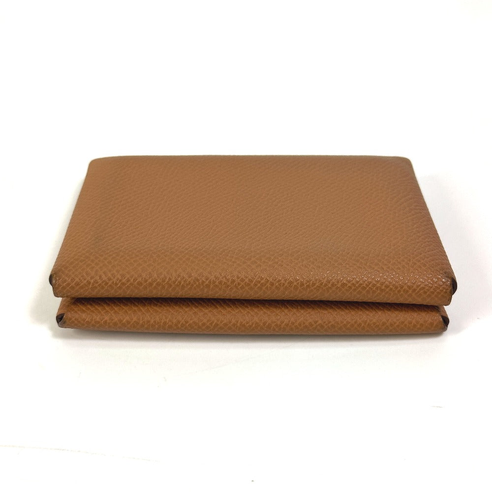 HERMES Card Case Epsom Brown Wallet Calvi duo Women