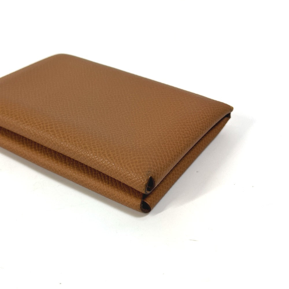 HERMES Card Case Epsom Brown Wallet Calvi duo Women