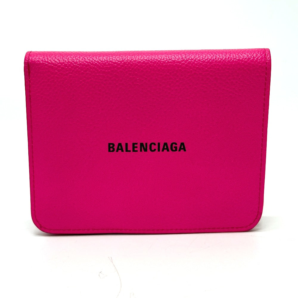 BALENCIAGA Folded wallet leather pink logo Ville Women
