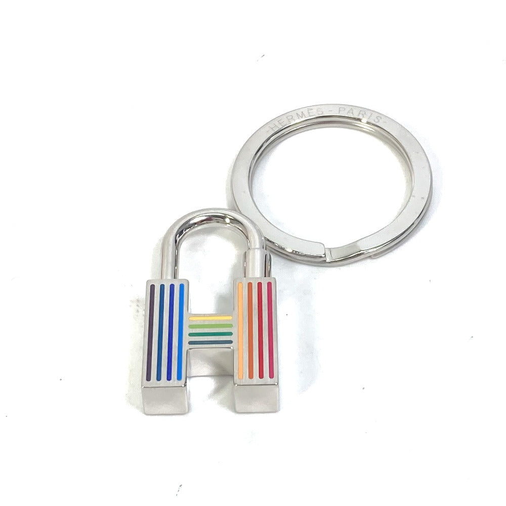 HERMES Key ring metal multicolor cadena quiz key Rainbow H logo Women