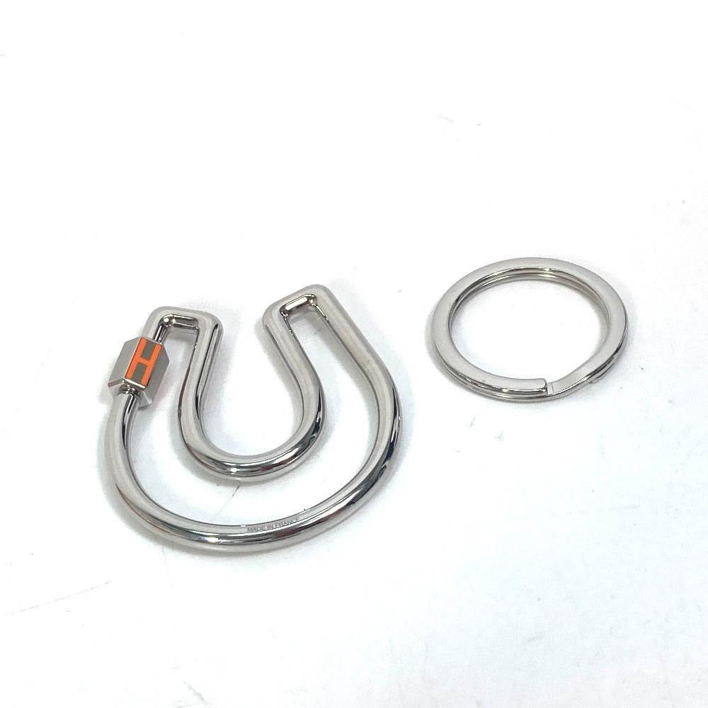 HERMES Key ring metal Silver H logo charm Blowjob a Cheval unisex(Unisex)