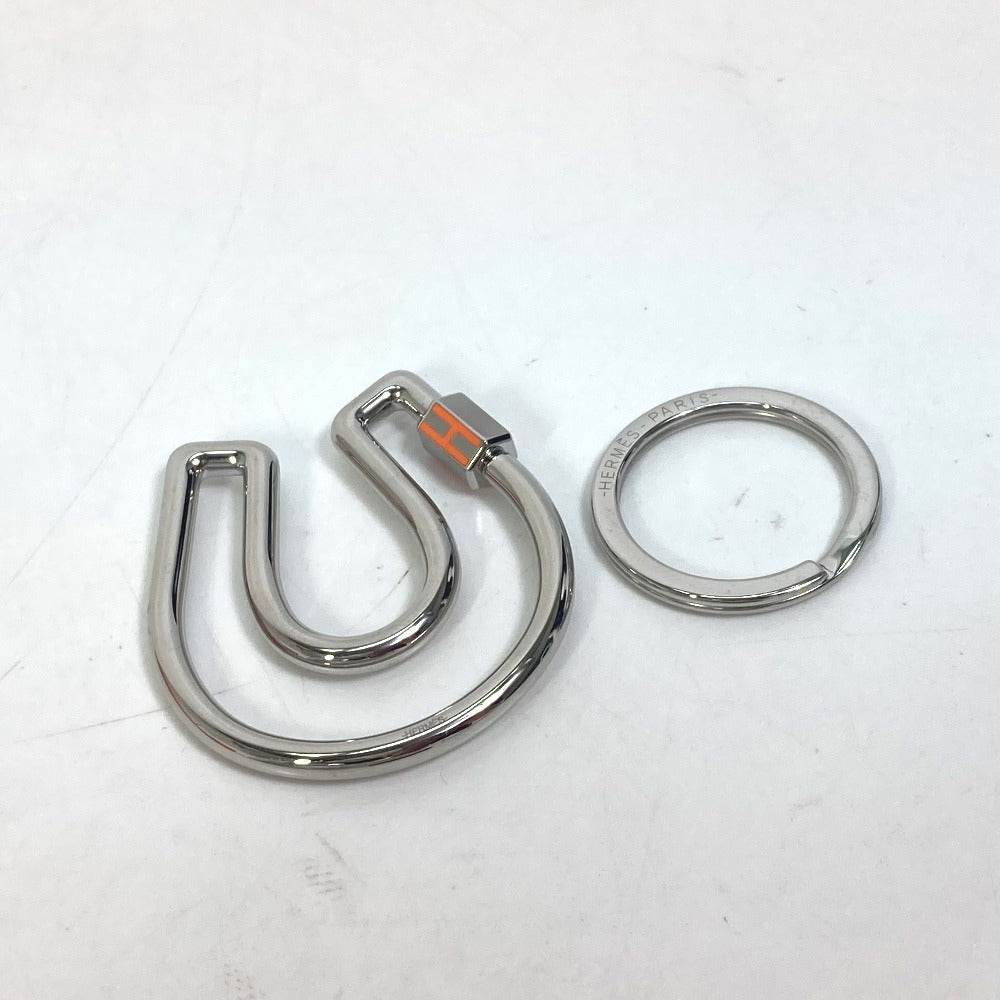 HERMES Key ring metal Silver H logo charm Blowjob a Cheval unisex(Unisex)