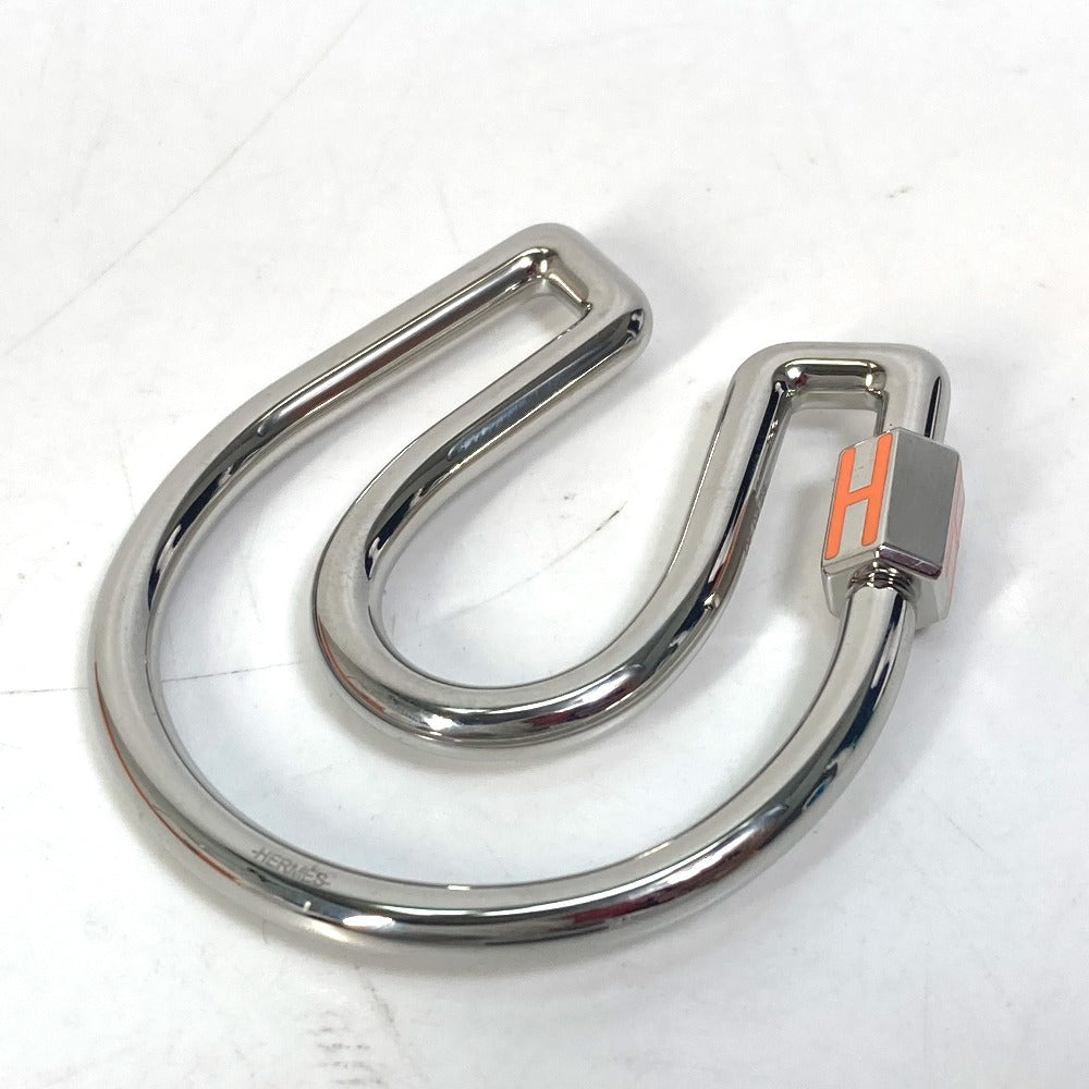 HERMES Key ring metal Silver H logo charm Blowjob a Cheval unisex(Unisex)