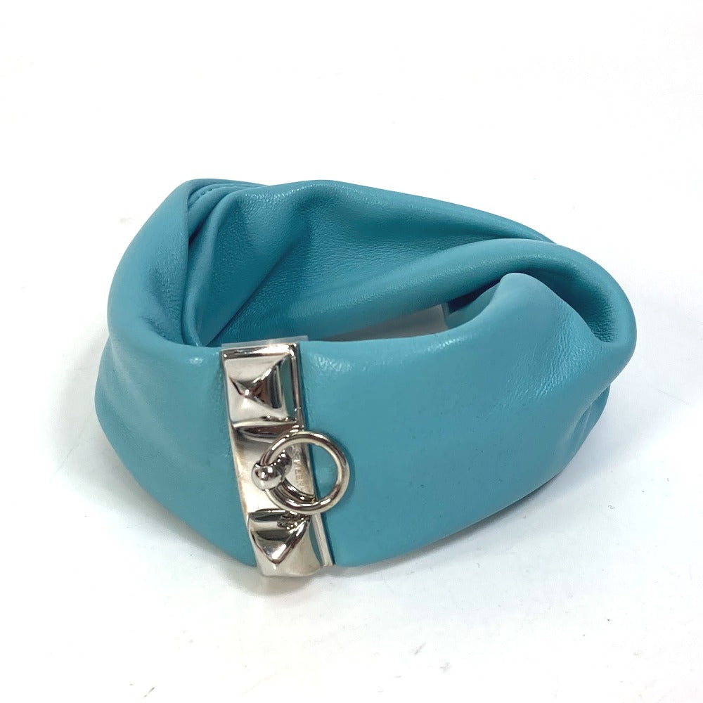 HERMES bracelet leather Light blue accessories medor Torsado Women