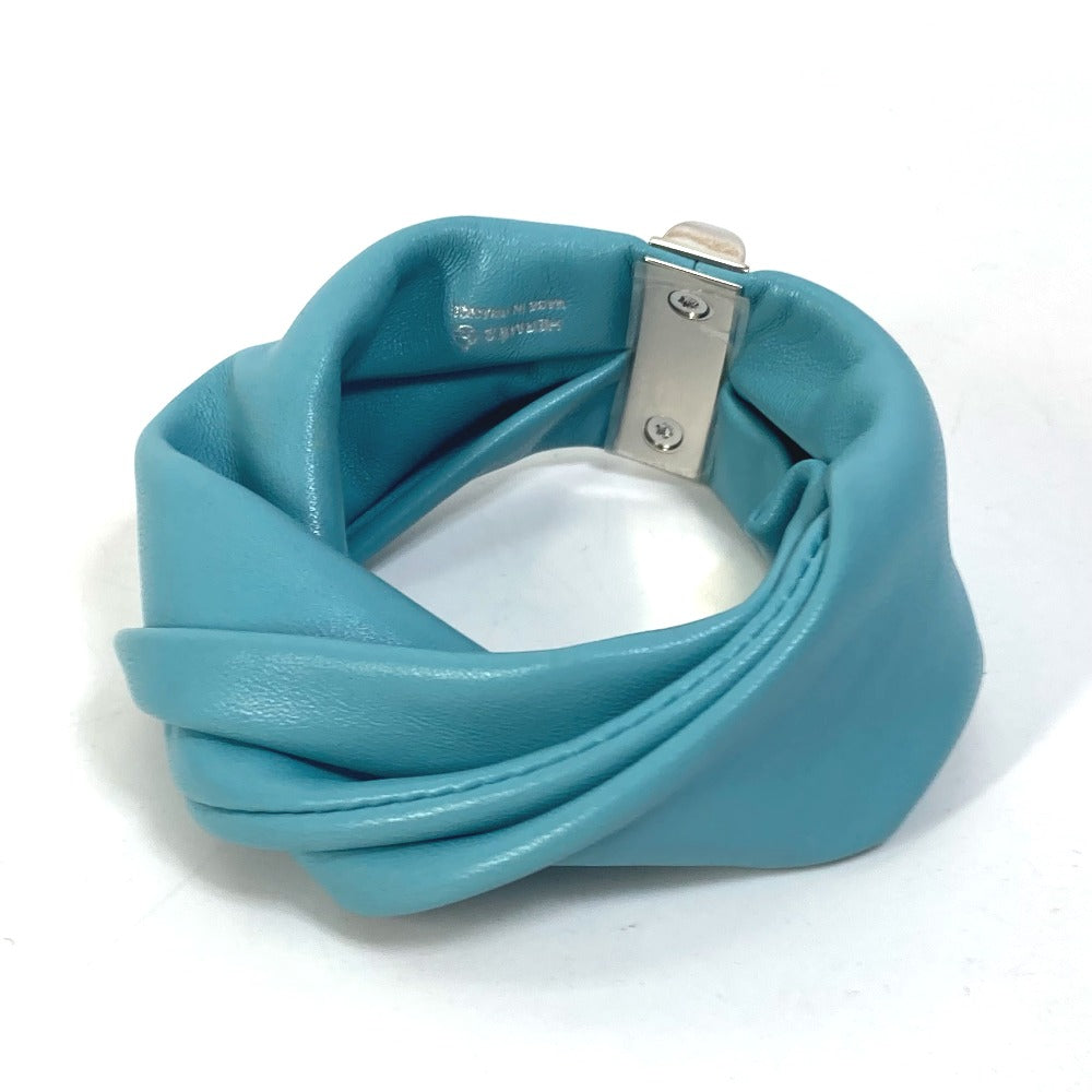 HERMES bracelet leather Light blue accessories medor Torsado Women