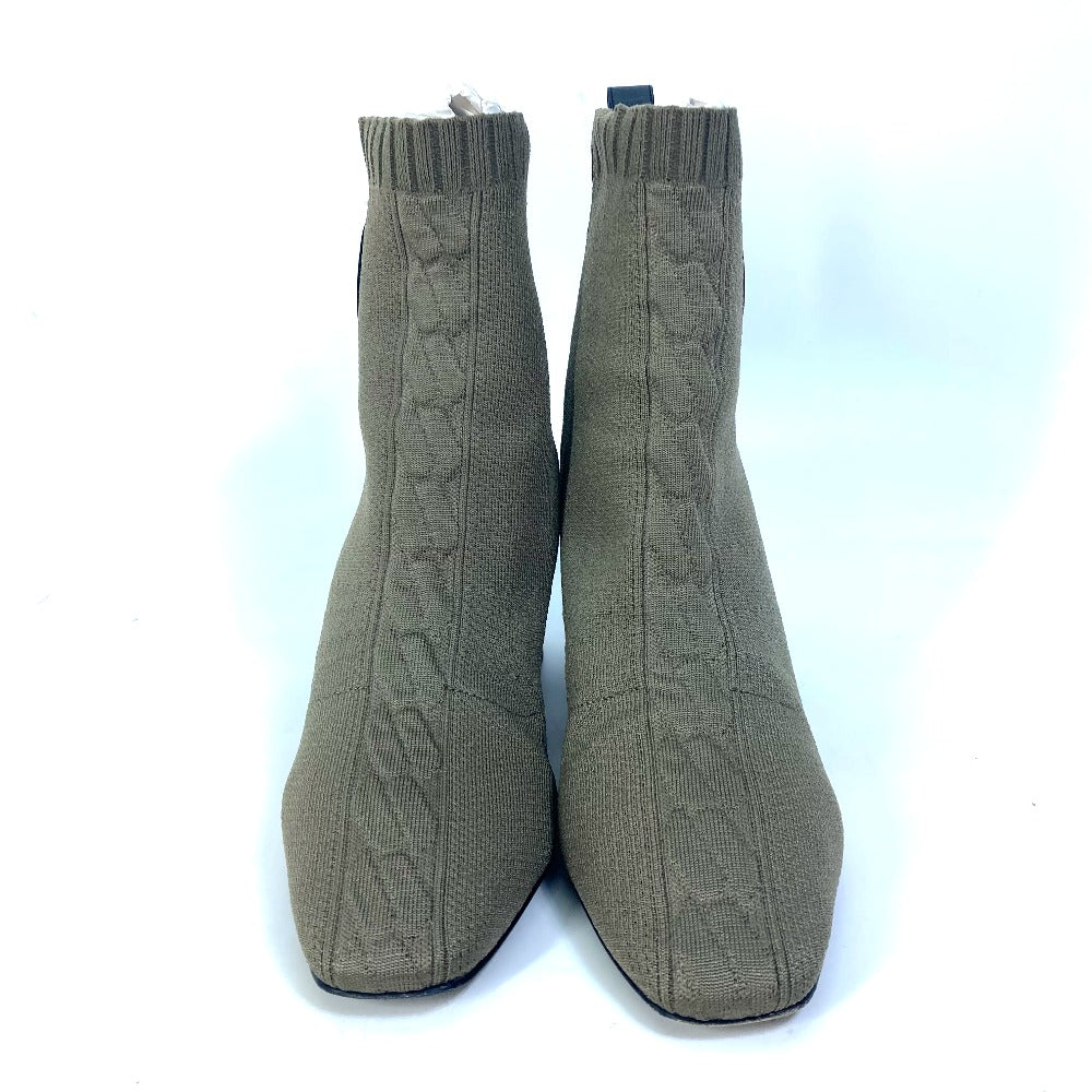 HERMES boots Knit / leather khaki short boots Volver 60 Women 37