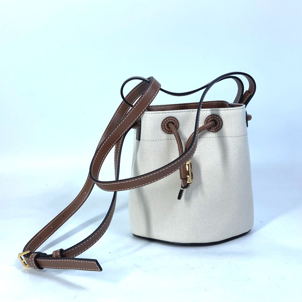 BURBERRY Tote Bag 8070576 Canvas / leather Ivorytype 2WAY Shoulder Bag TB Bucket Women