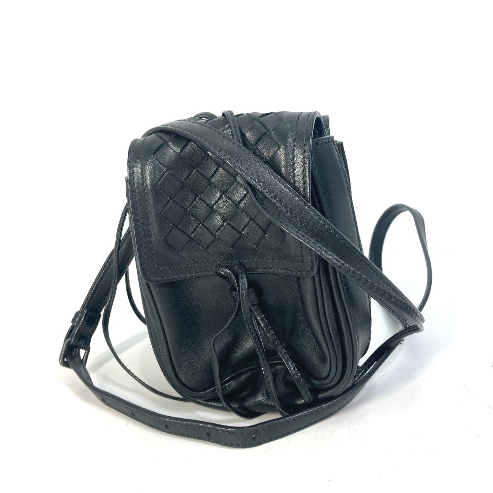 BOTTEGAVENETA Shoulder Bag leather black INTRECCIATO Pochette Crossbody mens