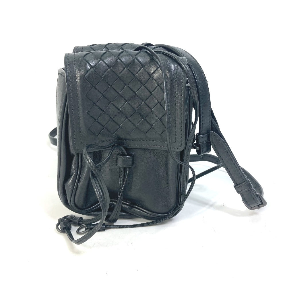 BOTTEGAVENETA Shoulder Bag leather black INTRECCIATO Pochette Crossbody mens
