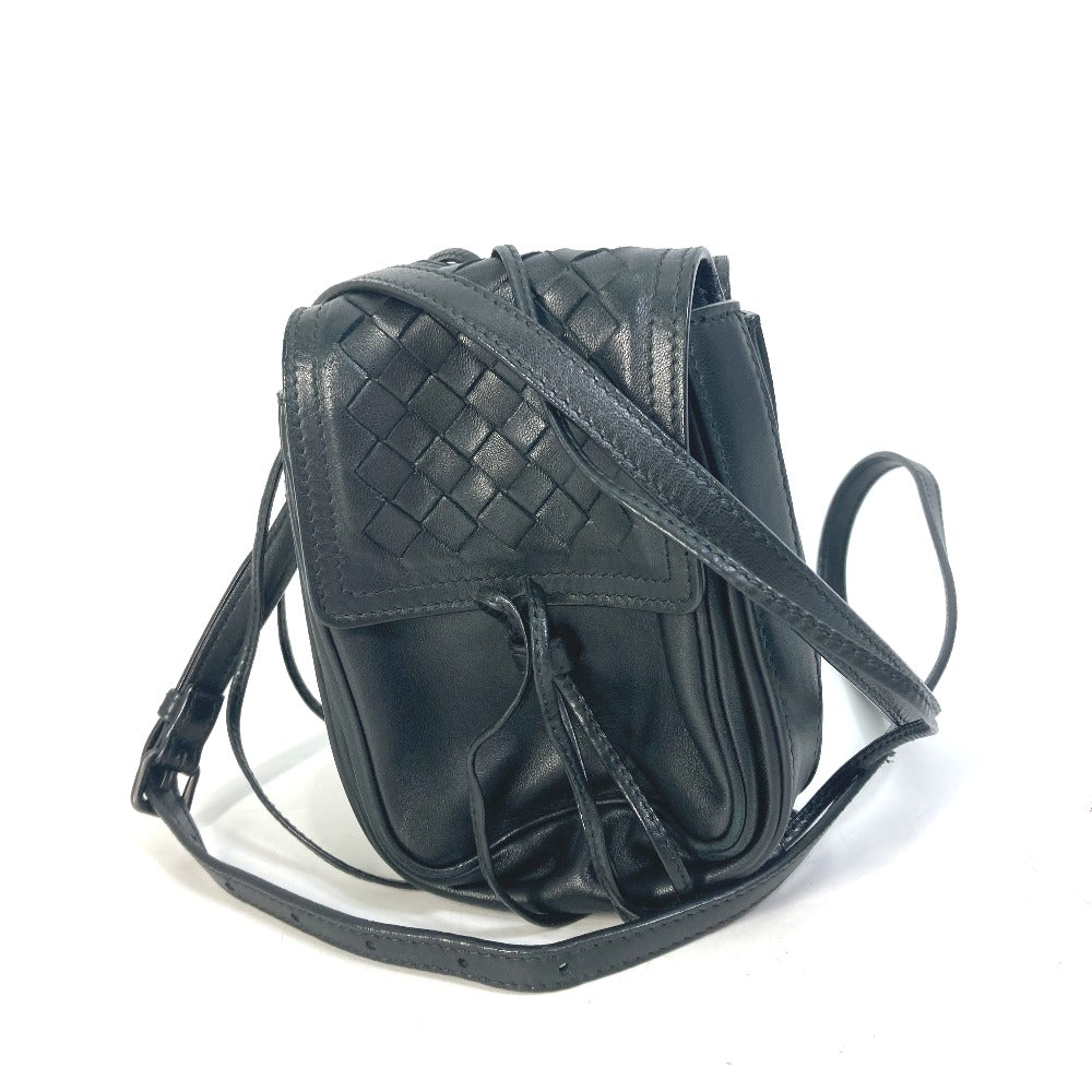 BOTTEGAVENETA Shoulder Bag leather black INTRECCIATO Pochette Crossbody mens