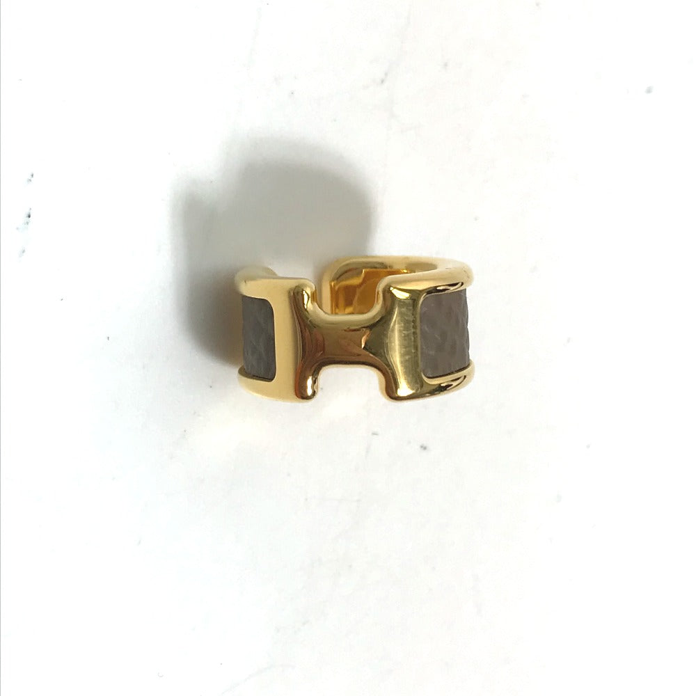 HERMES Earring Gold Plated , Epsom gold Olympe Ear Cuff PM Women