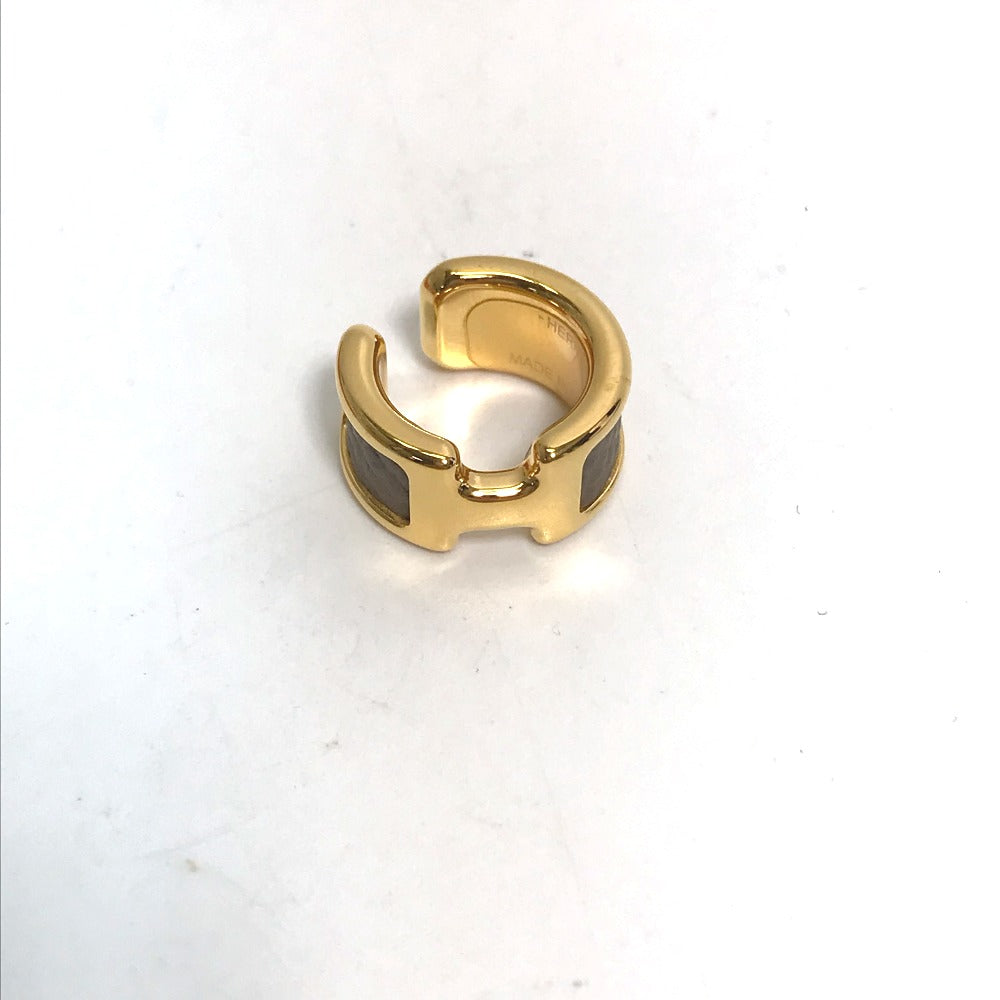 HERMES Earring Gold Plated , Epsom gold Olympe Ear Cuff PM Women