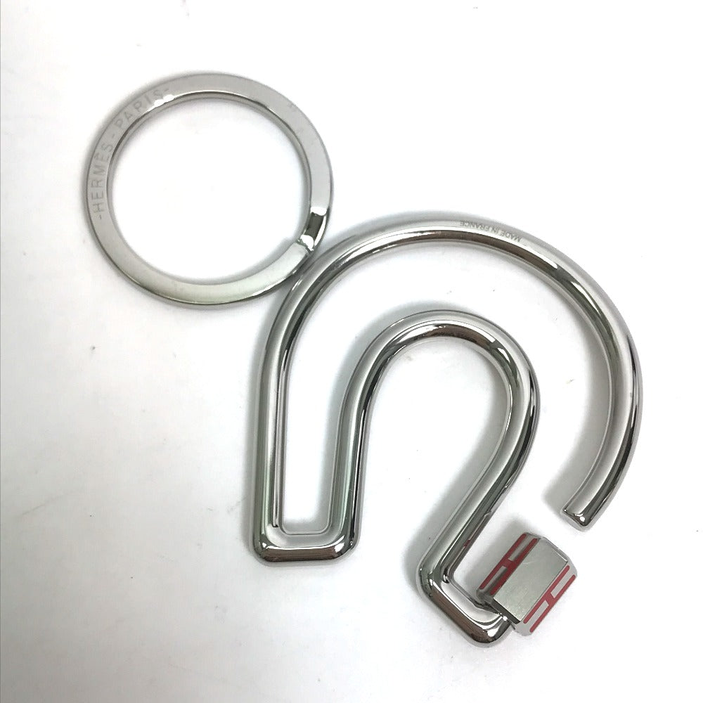 HERMES Key ring metal Silver feuille a cheval unisex(Unisex)