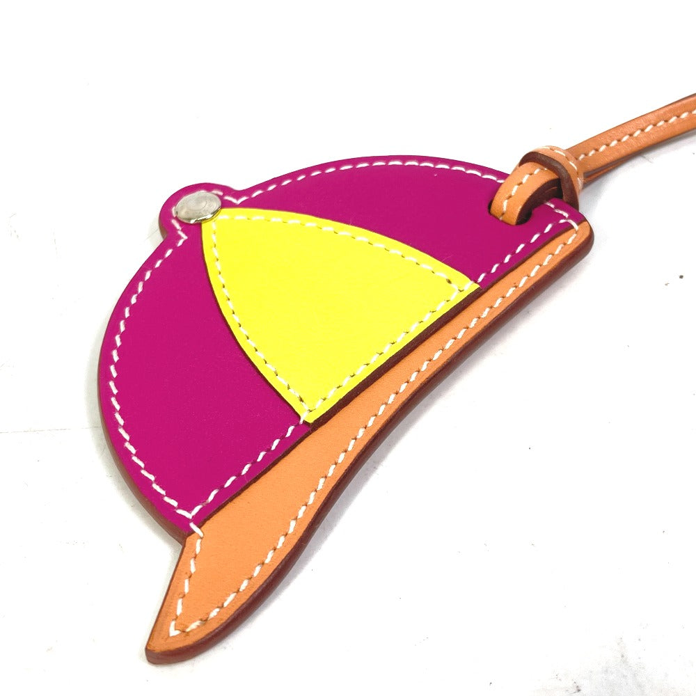 HERMES Bag charm leather purple paddock bombay charm Women