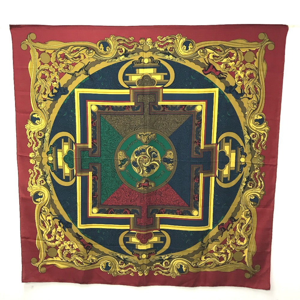 HERMES scarf Silk, Cashmere multicolor ANIMAUX SOLAIRES Animals of the Sun Calegean 140 Women