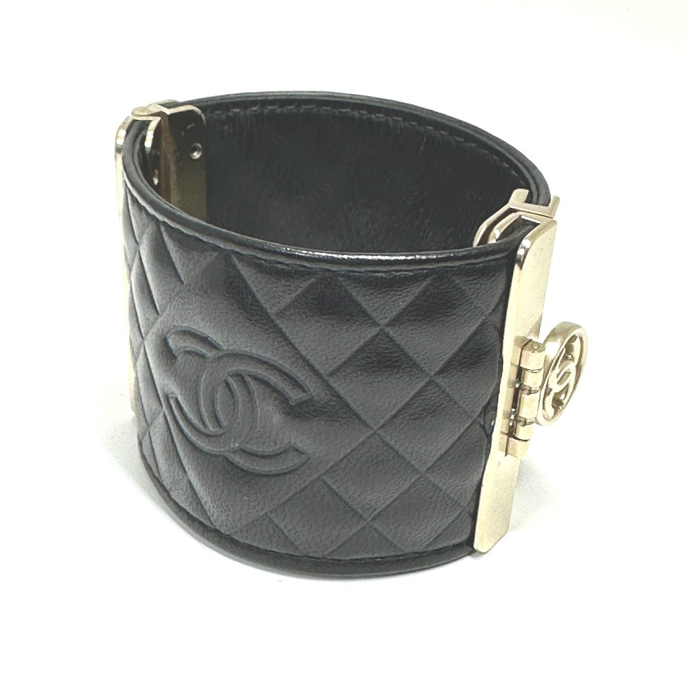 CHANEL Bangle leather black CC COCO Mark Matrasse Women M
