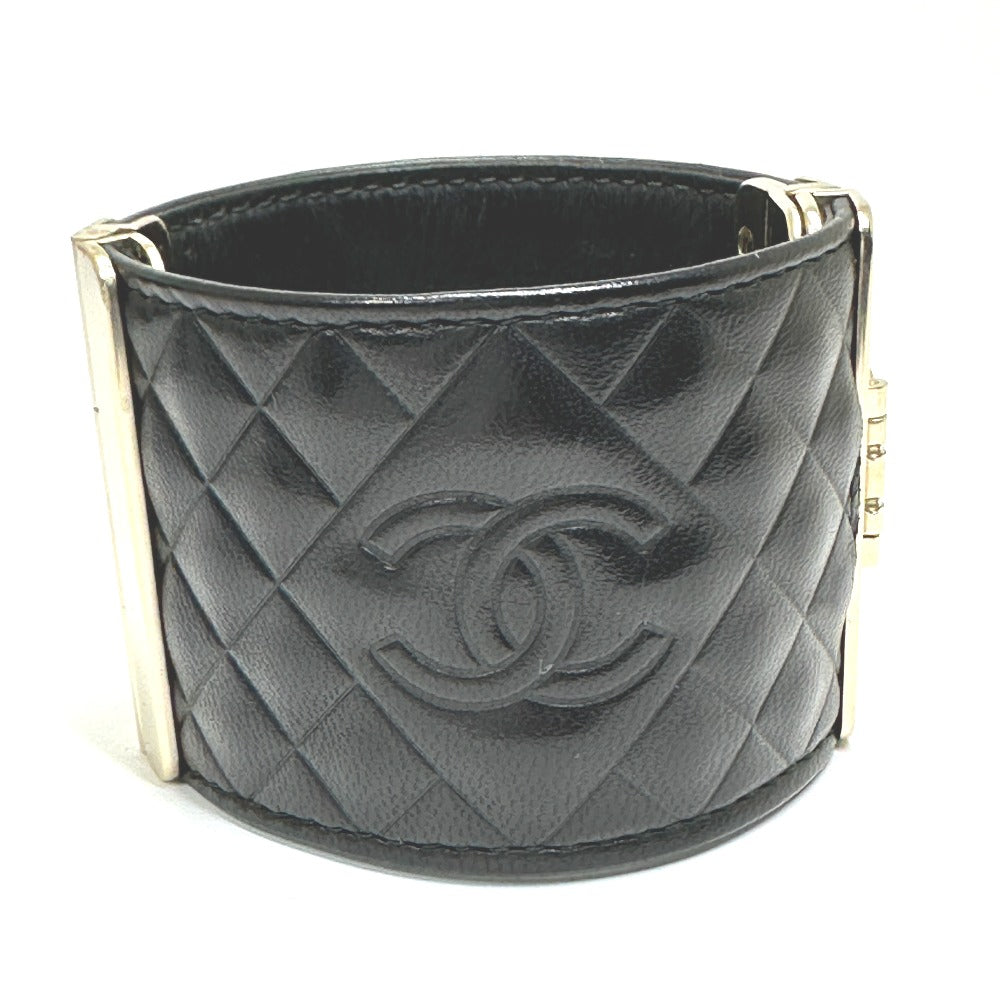 CHANEL Bangle leather black CC COCO Mark Matrasse Women M
