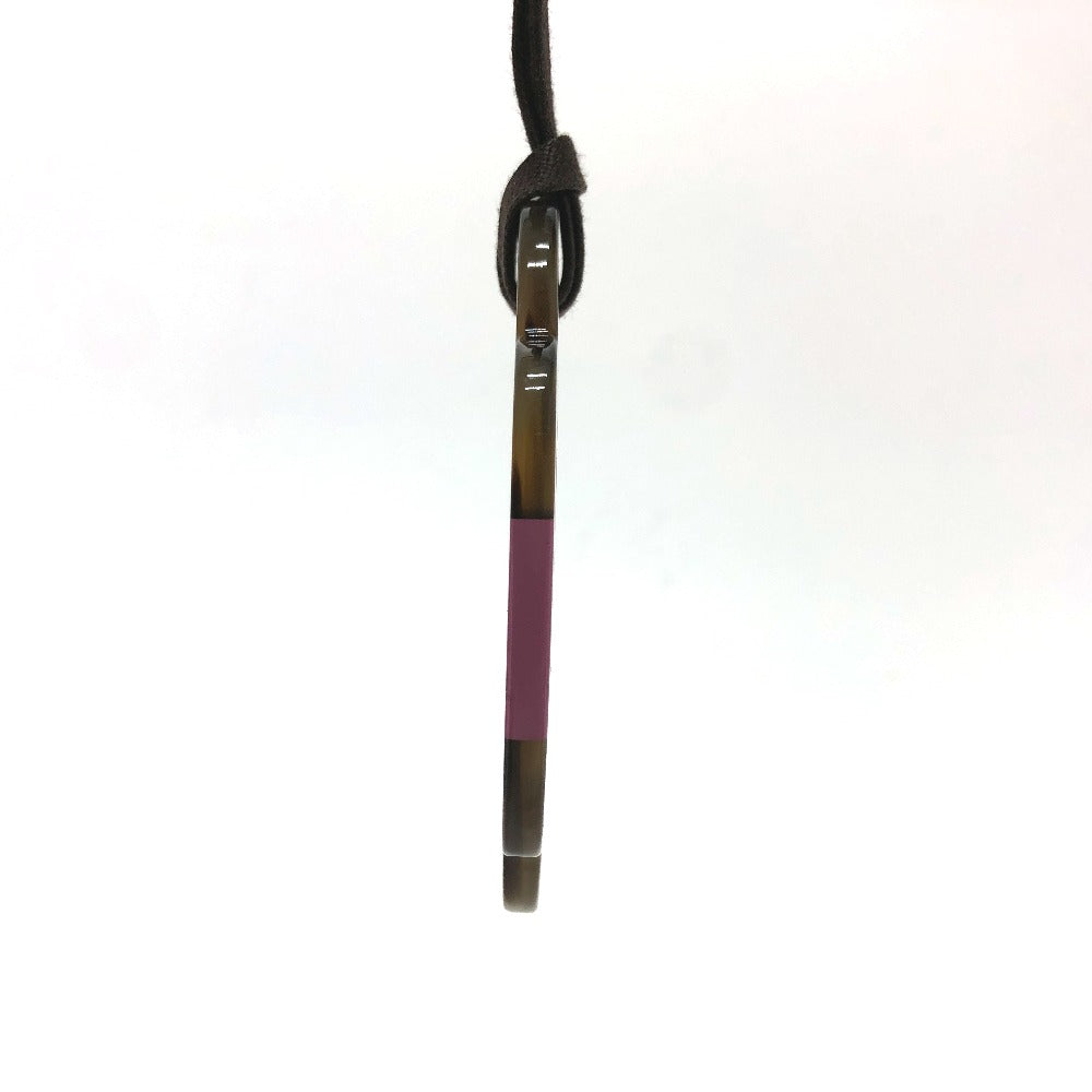 HERMES Necklace Buffalo horn Brown plate Atrage Women
