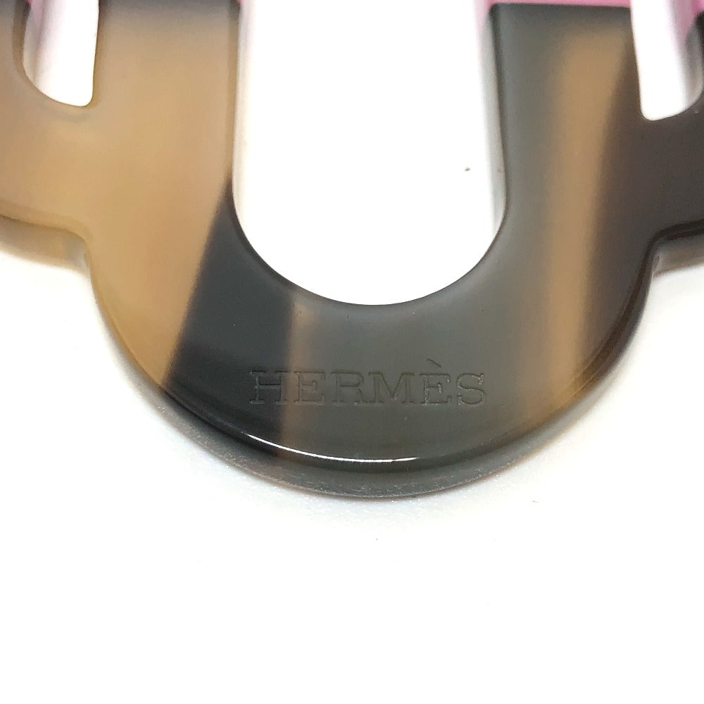 HERMES Necklace Buffalo horn Brown plate Atrage Women
