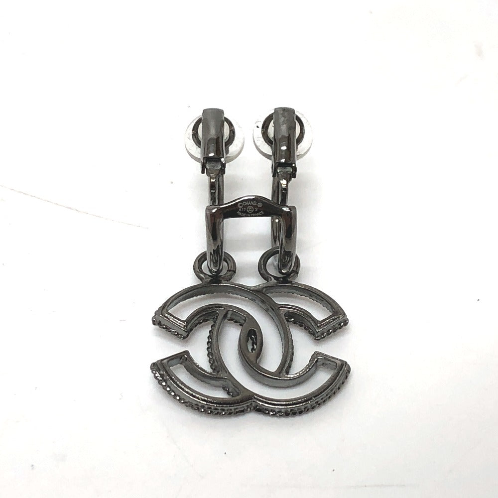 CHANEL Earring metal black CC COCO Mark