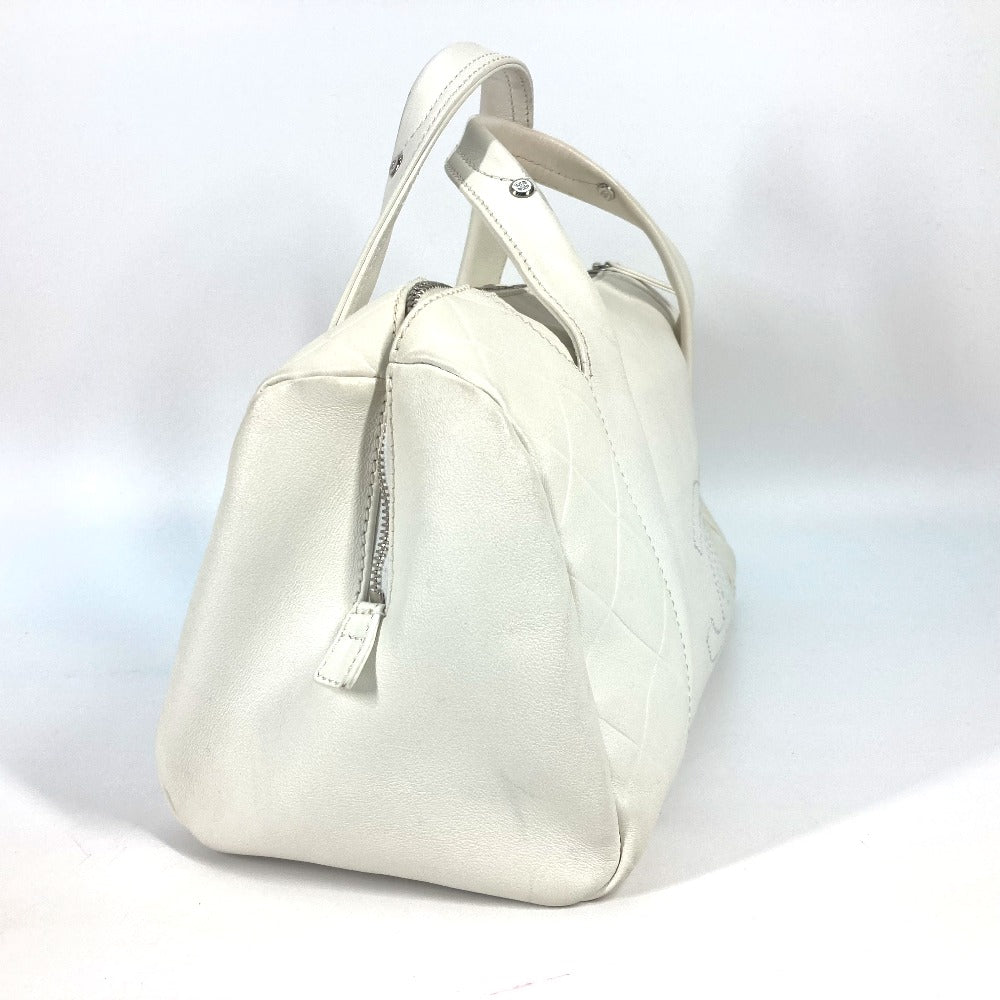 CHANEL Boston Duffel bag A30899 Calf leather white CC COCO Mark Chevron Vstitch Women