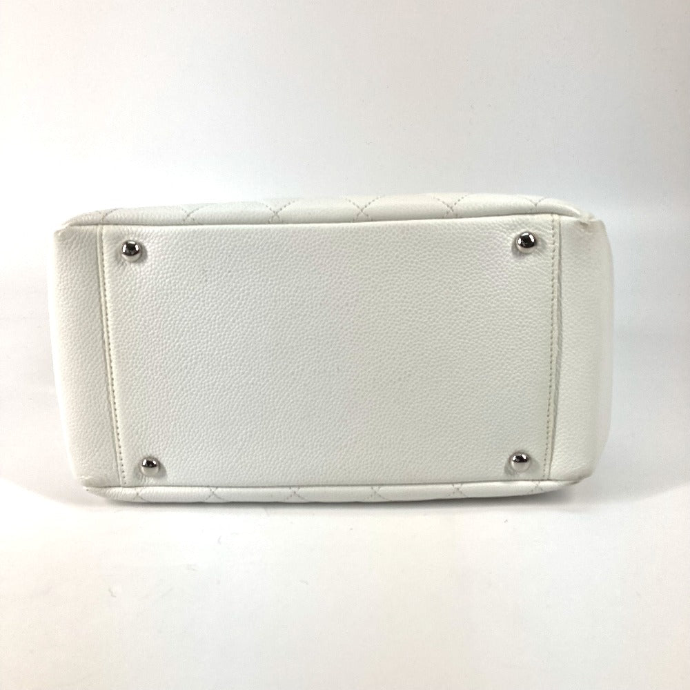 CHANEL Tote Bag Caviar skin white CC COCO Mark Timeless Matelasse Quilting Women