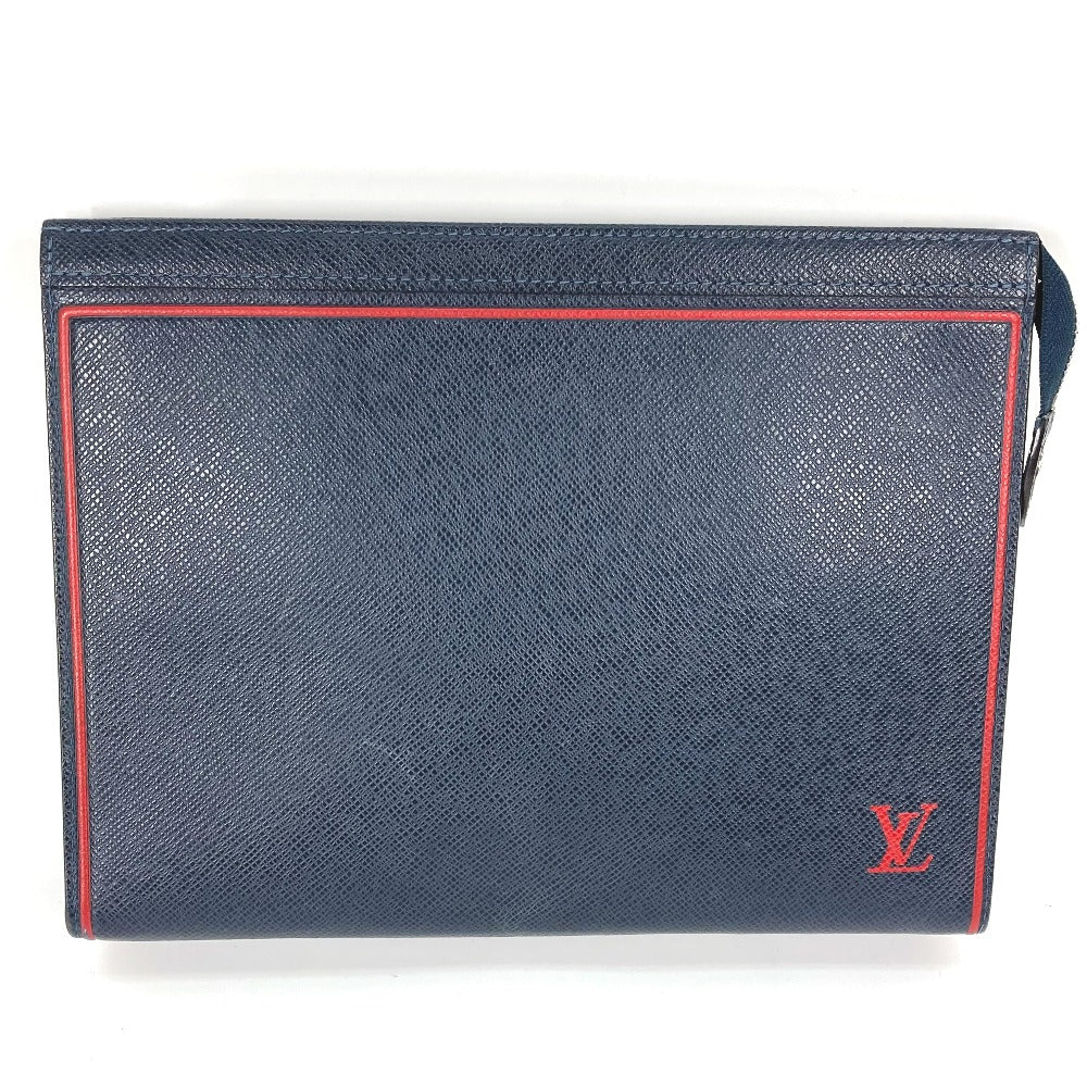 LOUIS VUITTON business bag M63394 Taiga Leather Navy Taiga Pochette Voyage mens
