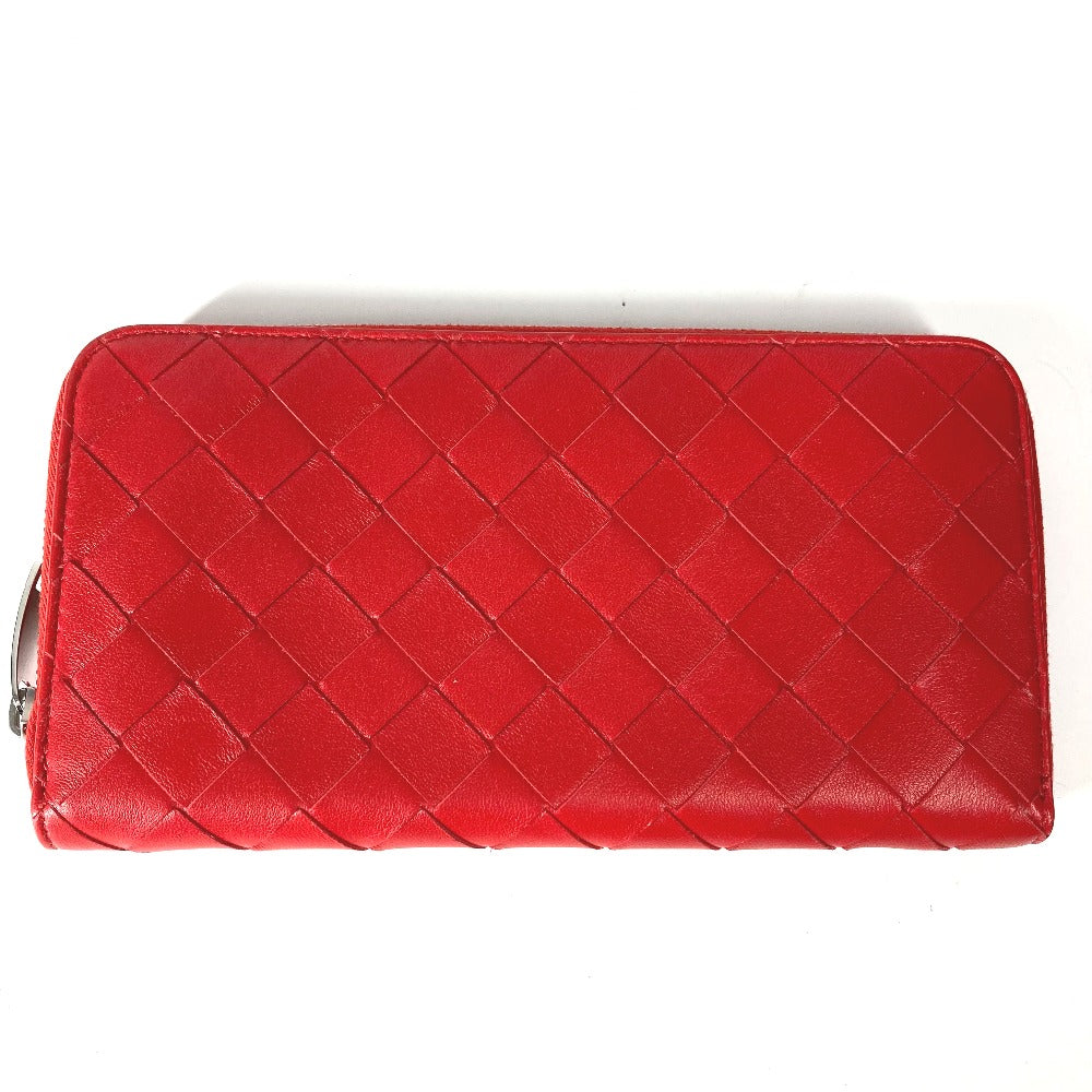 BOTTEGAVENETA Long Wallet Purse 593217 leather Red Long wallet INTRECCIATO Women