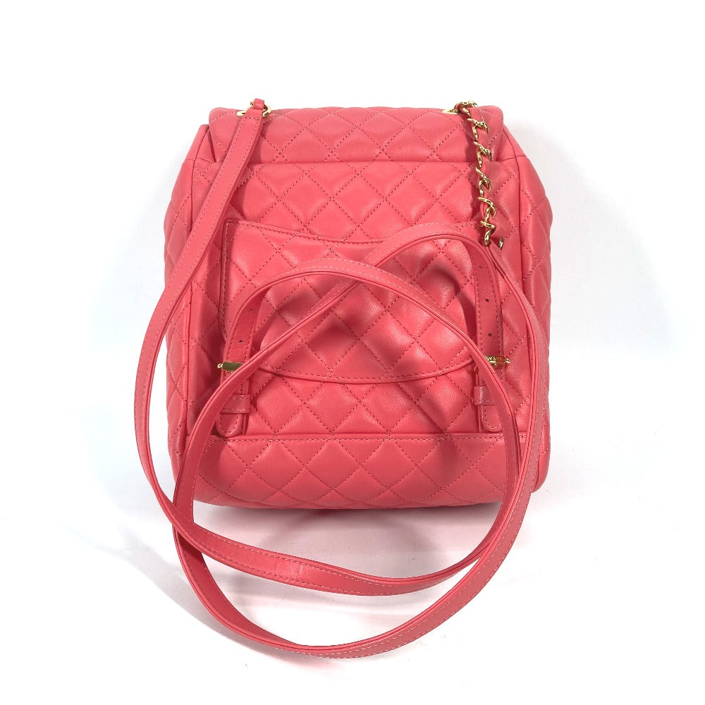 CHANEL Backpack lambskin pink Bag CC COCO Mark Matelasse Quilting
