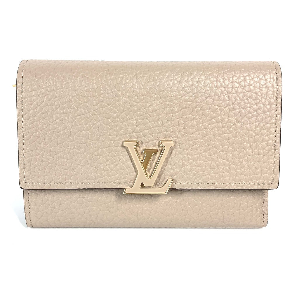 LOUIS VUITTON Trifold wallet M62159 Taurillon Clemence Leather beige Portefeuille Compact Women