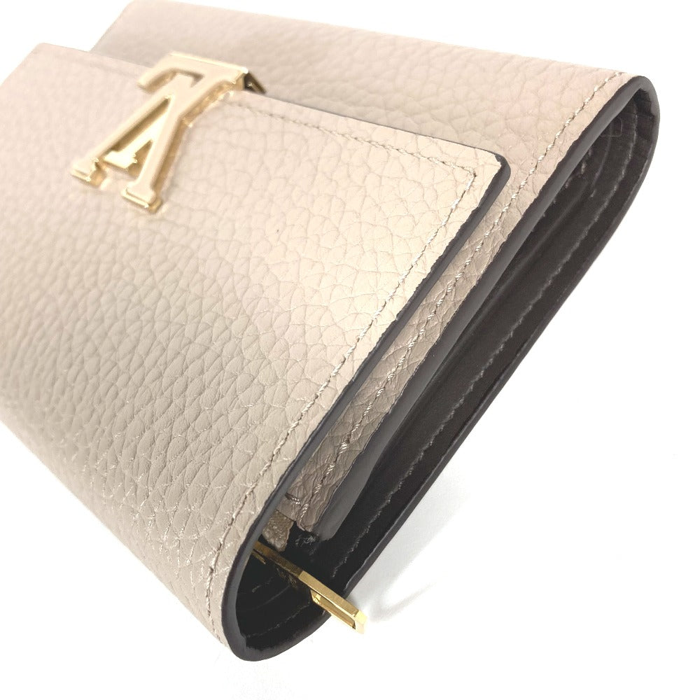 LOUIS VUITTON Trifold wallet M62159 Taurillon Clemence Leather beige Portefeuille Compact Women