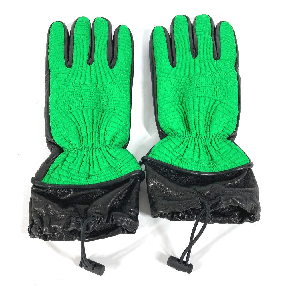 BOTTEGAVENETA gloves 709335 Leather / nylon green By color 8