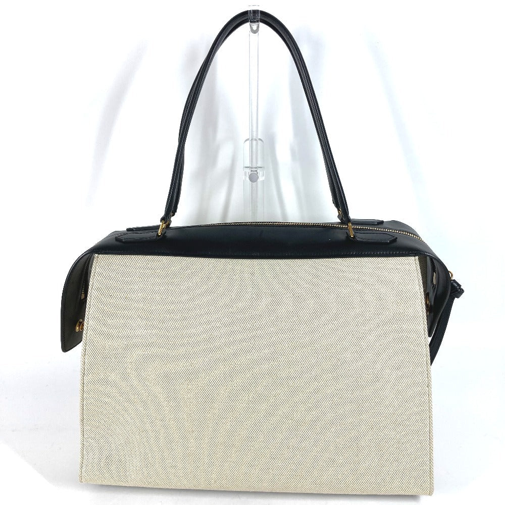 CELINE Shoulder Bag Leather / canvas Ivorytype bag shawl Small Ring Women