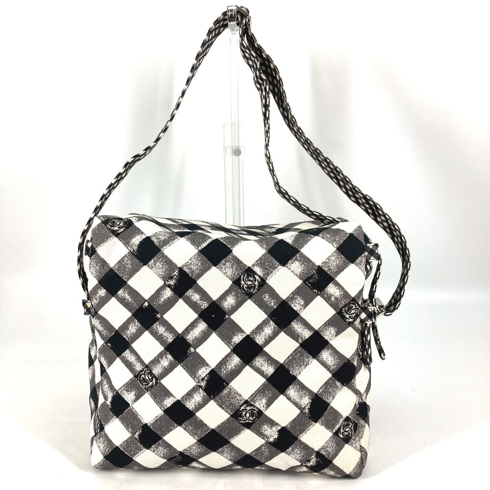 CHANEL Shoulder Bag canvas white Check CC COCO Mark Women