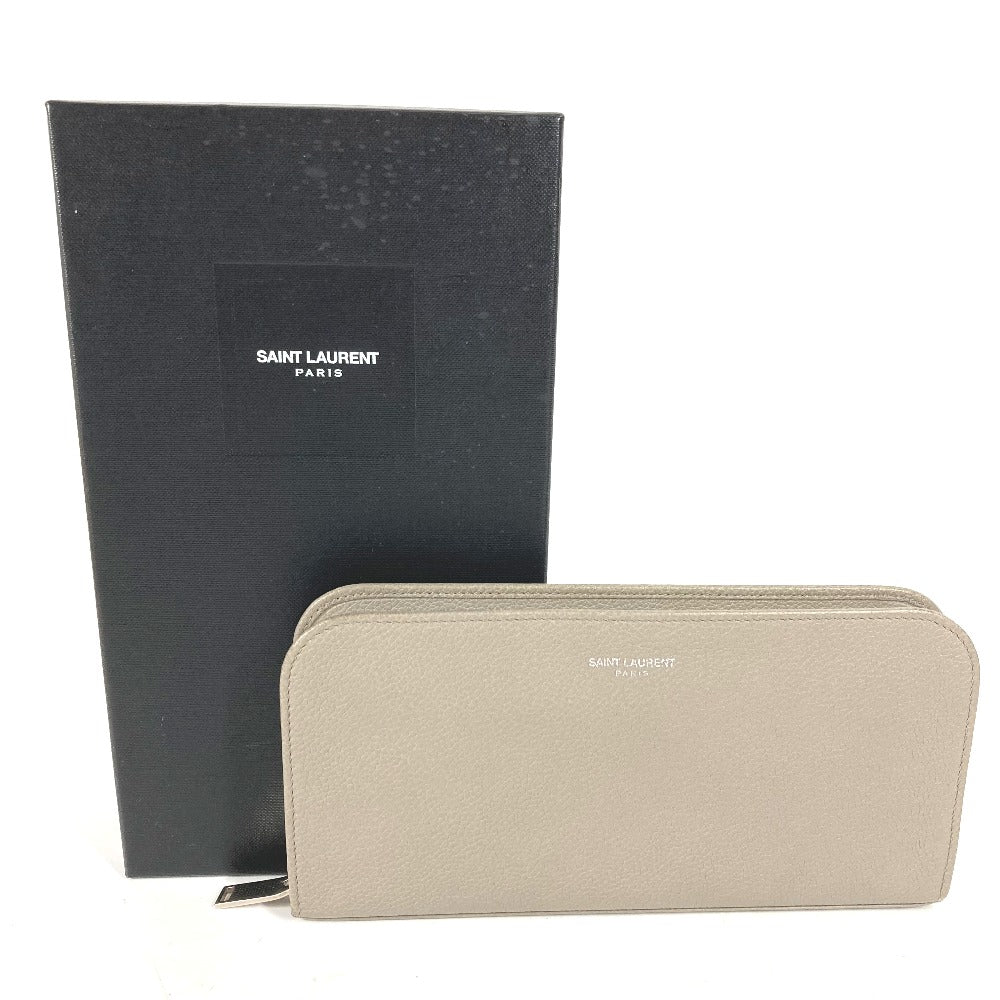 SAINT LAURENT PARIS Long Wallet Purse 326599 leather gray Long wallet logo Women
