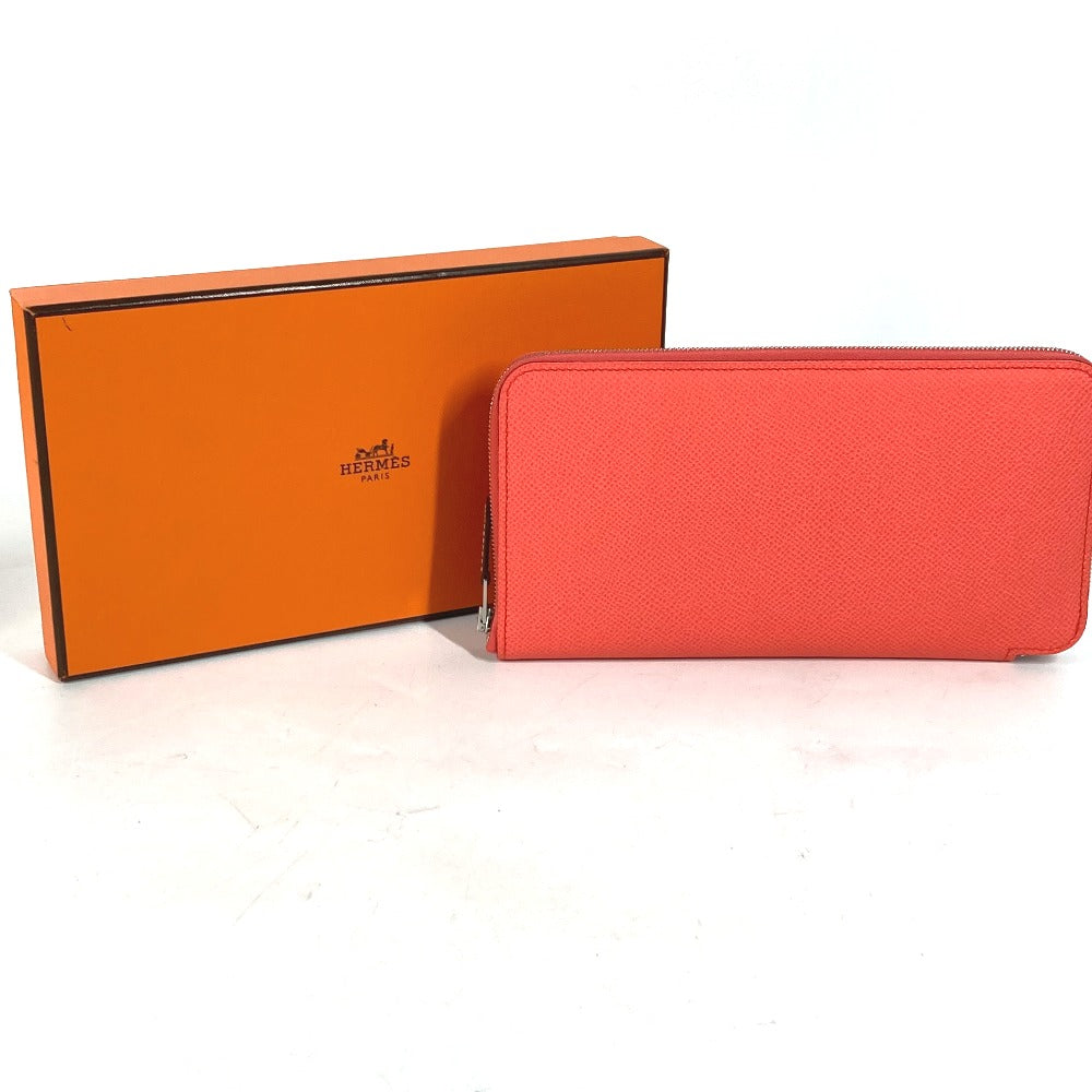 HERMES Long Wallet Purse Epsom pink Azap long silk in
